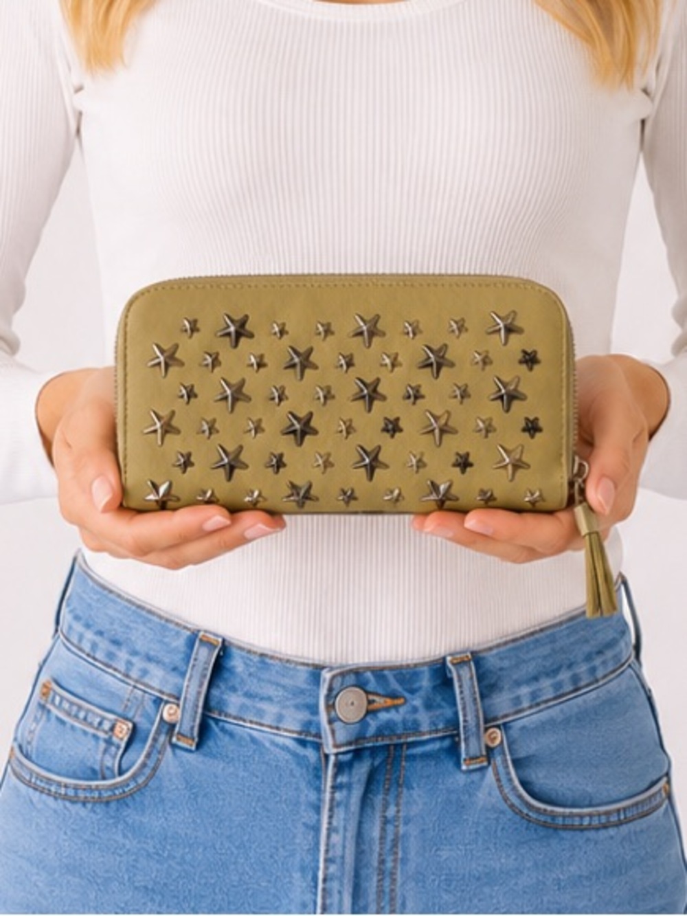 Jimmy choo star studded zippy wallet